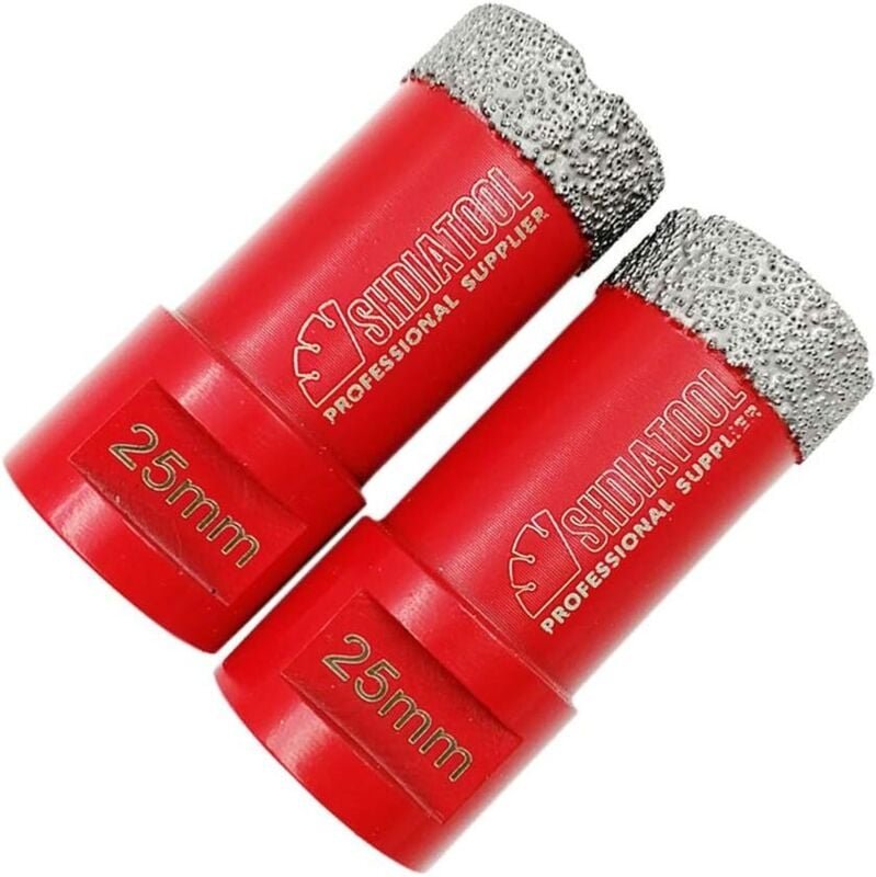 Ineasicer 2 Stück 25 mm Diamantbohrer, Kernbohrer mit M14-Gewinde zum Trockenbohren in Porzellanfliesen, Granit, Marmor