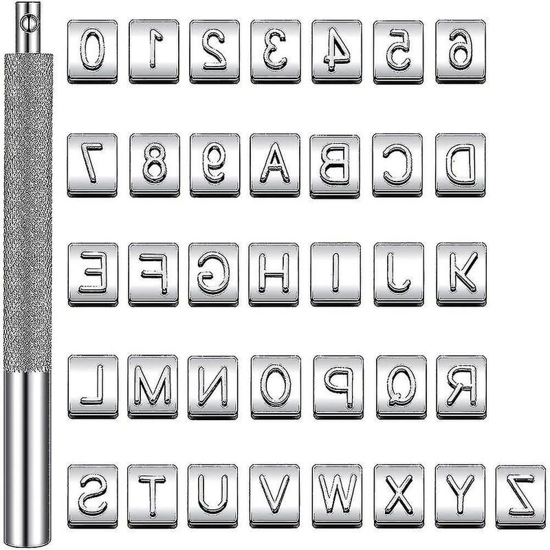 36-teiliges Locher-Werkzeug, Zahlen-Alphabet-Muster, DIY-Stempel + 1 Griff