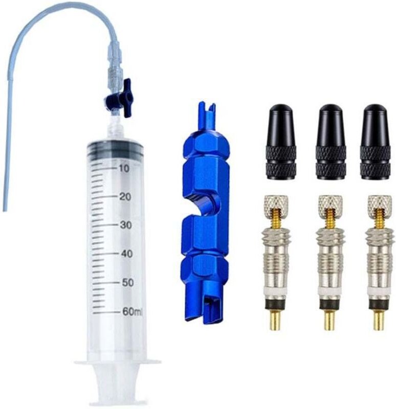 60 ml Fahrrad-Flüssigkeitsinjektionswerkzeug-Set für schlauchlose Reifen, Injektorspritze für schlauchlose Reifen, Gummi...