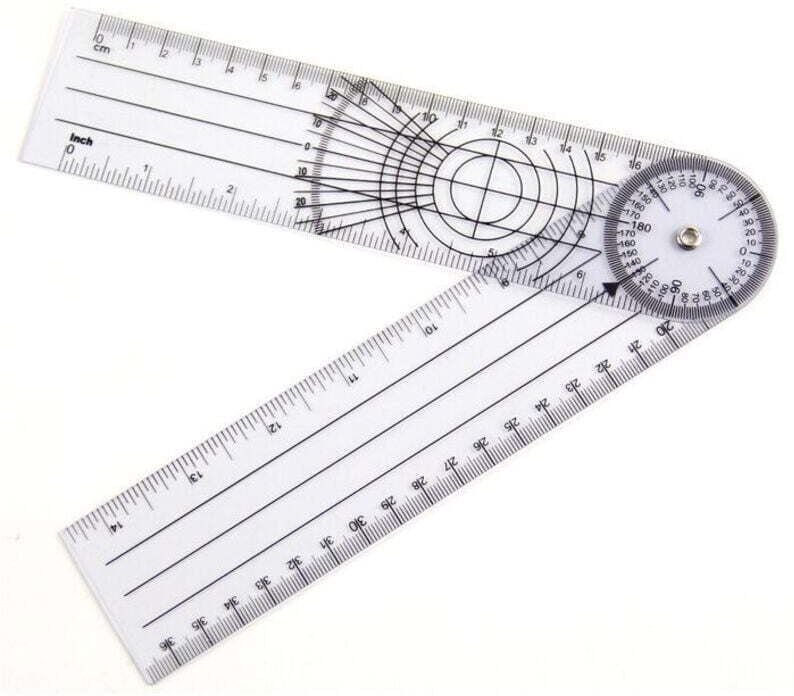Physiotherapie-Goniometer, professioneller 360-Grad-Mehrfach-Linealwinkel 14 Zoll medizinische Wirbelsäule