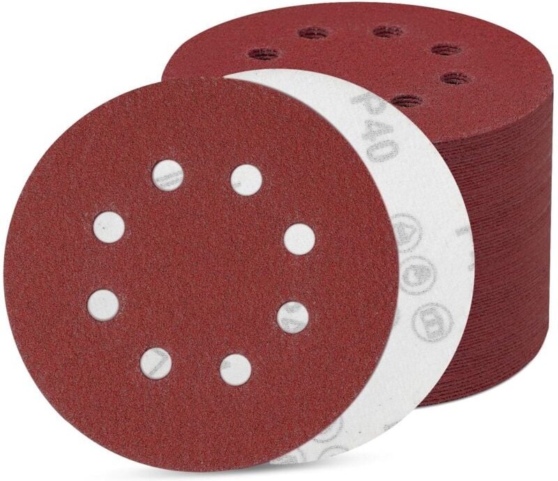 80 Stück 125 mm Schleifpapierblätter, 8-Loch-Schleifscheiben, exzentrisches rundes Schleifpapier (80 Stück, Körnung 40)