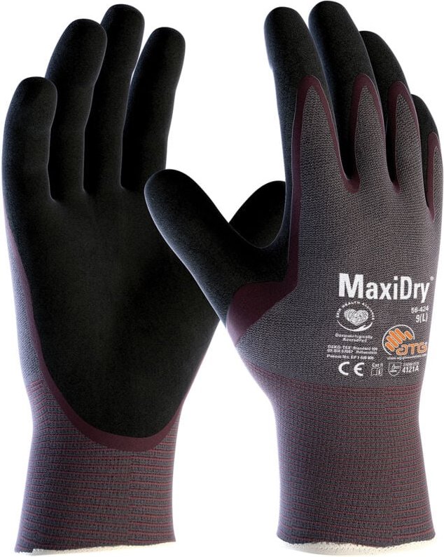 MaxiDry® Nylon-Strickhandschuhe (56-424), Lila/Schwarz