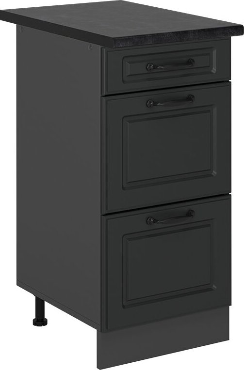 Küchenunterschrank R-Line, Anthrazit Landhaus, 40 cm mit Schubladen, ap Anthrazit Vicco