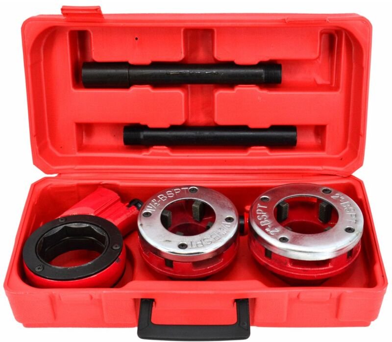 Set 2 Gewindeschneidkluppen Gewindeschneidköpfe Gewindeschneidbuchsen Werkzeuge Klempnerarbeiten Rohrleitungen 1-1/2", 2...