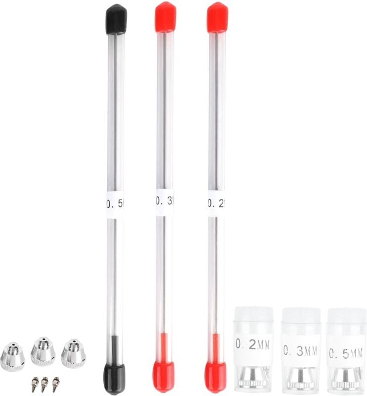 Düsenkappe, Nadel und Düse für Airbrush, 0,2 mm, 0,3 mm, 0,5 mm. Airbrush-Ersatzteile, hochwertiges und langlebiges Airb...