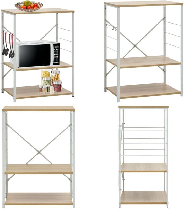 Mikrowellenregal Weiß Eiche 60×39,6×79,5 cm Holzwerkstoff - Küchenschrank - Küchenschränke - Home & Living - Weiß