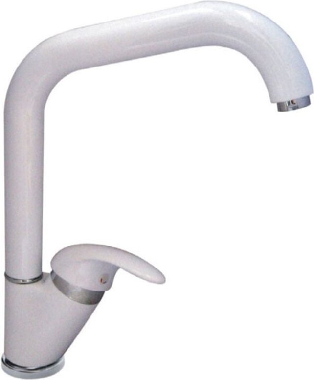 Trade Shop Traesio - Trade Shop - Weißer Spültischmischer mit quadratischem Auslauf, Einhebel-Spültischmischer -