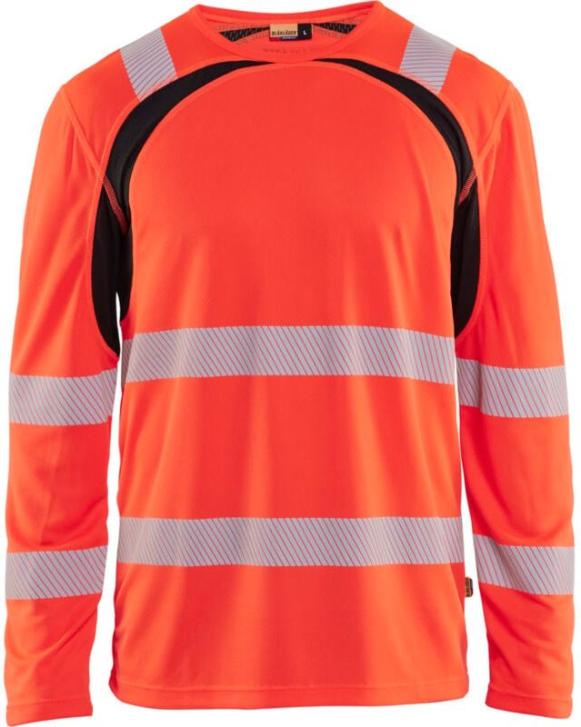 Arbeits-T-Shirt langarm Hochsichtbarkeit 3599 - Rot/Schwarz XXL
