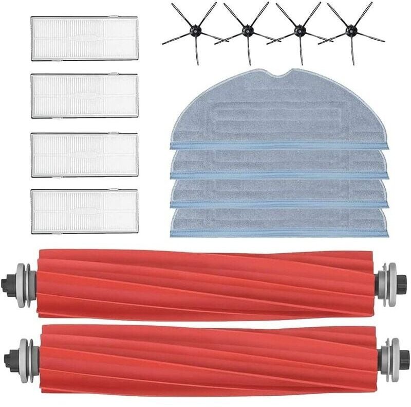 Zubehör für Roborock S7, Ersatzteile für Roborock S7, 2 Hauptbürsten, 4 Luftfilter, 4 Ersatz-Wischtücher, 4 Seitenbürste...