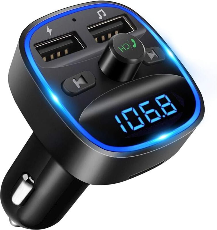 Auto-Player – Bluetooth-FM-Transmitter, Freisprecheinrichtung, 2 USB-Anschlüsse 5 V/2,4 a 1 a, unterstützt SD-Karte/USB-...