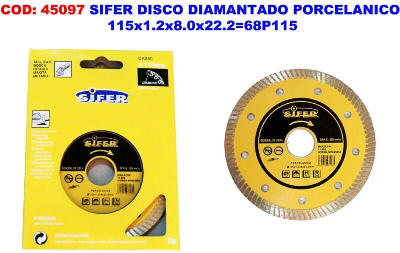 Porzellan-Diamantscheibe 115 x 1,2 x 8,0 x 22,268 P115 - Sifer
