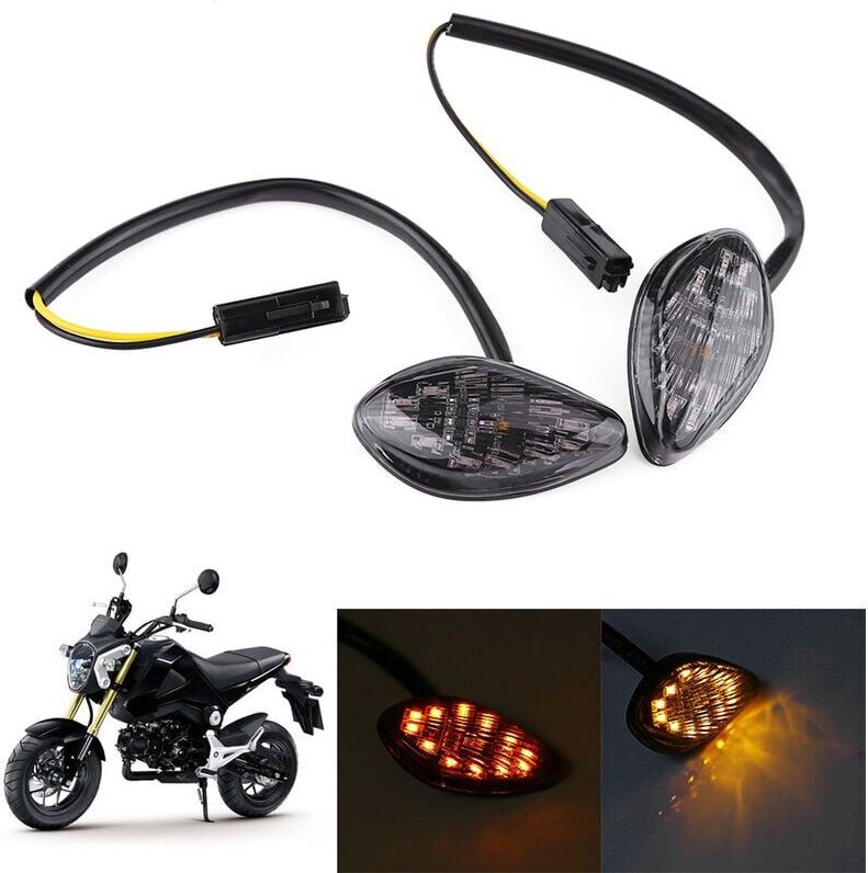 Thumbnail - Motorrad-Wassertropfen-Blinker, 1 Paar bündige LED-Blinker für Motorräder, superhelle LED-Blinkerlampe, bernsteinfarbene...