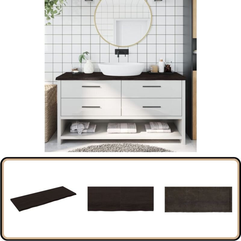 Waschtischplatte Dunkelbraun 160x60x(2-4)cm Massivholz - Eichenholz Platte - Holz Waschttischplatte - Waschbeckenunterrü...