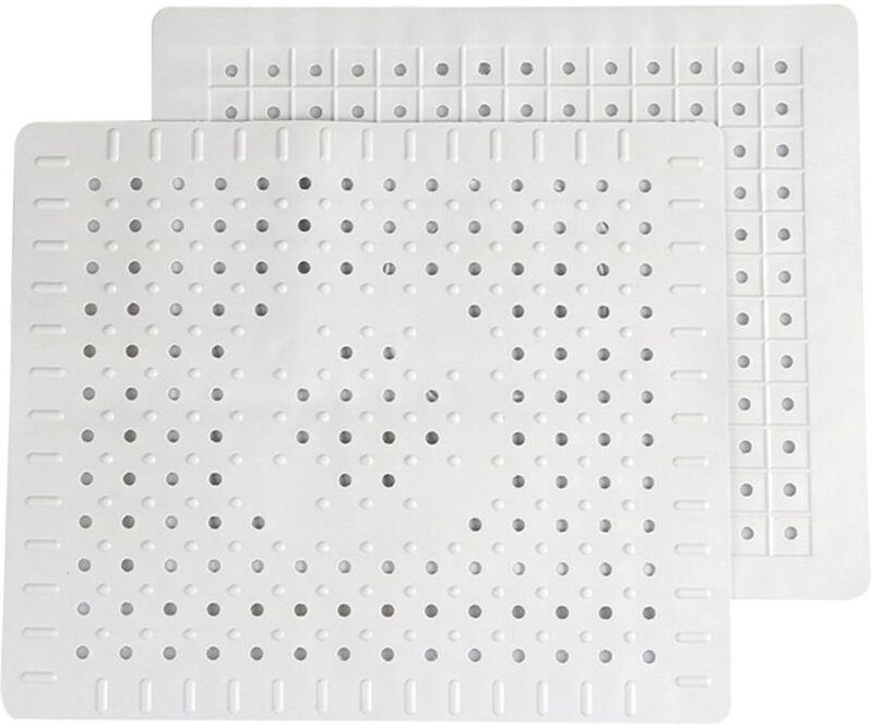 Sollbry - 2er-Pack weiße Abflussmatte aus Gummi für die Küchenspüle mit Abflussloch