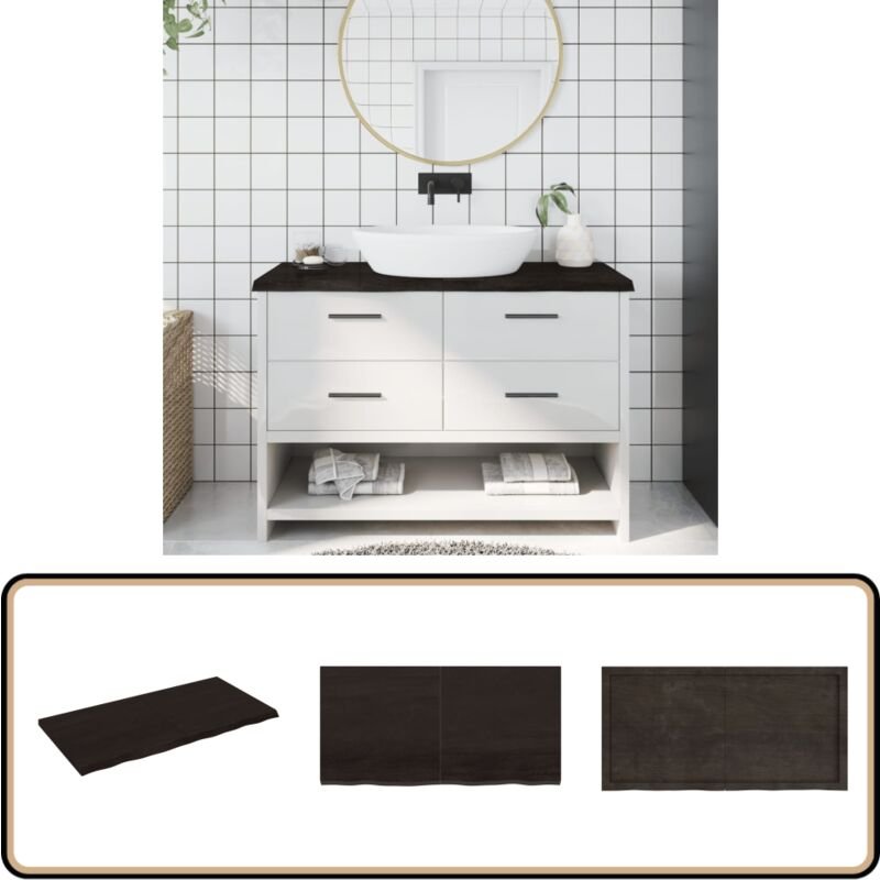 Waschtischplatte Dunkelbraun 120x60x(2-4)cm Massivholz - Waschtischplatte - Eichenholz Platte - Holz Arbeitsfläche - Bad...