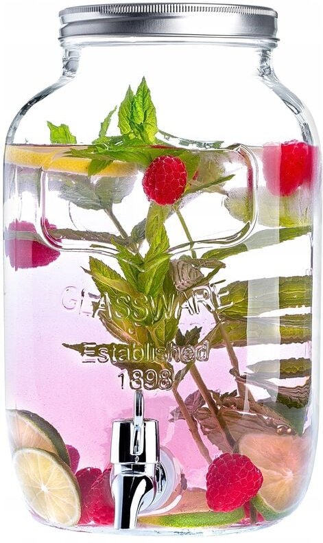 Thumbnail - Getränkespender aus Glas, 4L, Wasserspender mit Zapfhahn und Deckel - Kadax