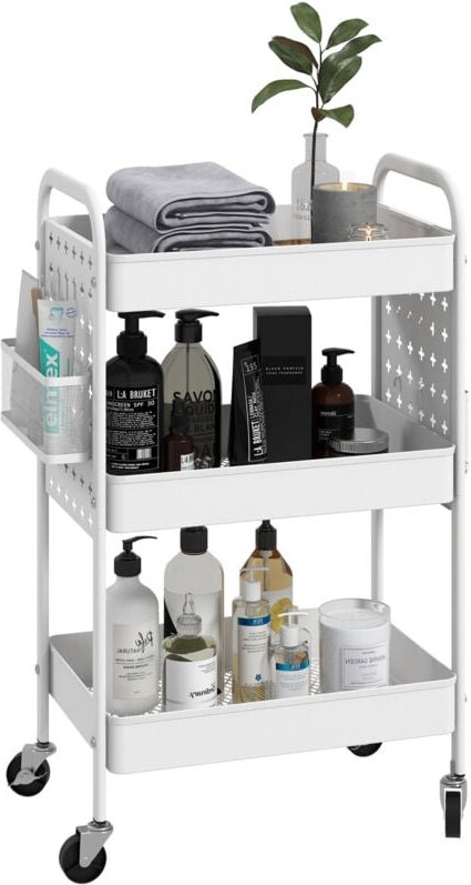 Rollwagen, Servierwagen mit 3 Etagen, 2 Hängekörbe, Aufbewahrungswagen mit Griff, Küchenwagen, Beistellwagen für Küche, ...