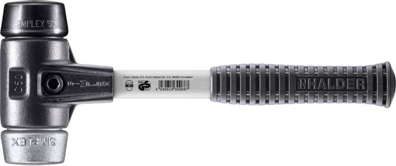 SIMPLEX-Schonhammer, Gummikomposition / Weichmetall mit verstärktem Tempergussgehäuse und Fiberglasstiel D=50 mm 3729.05...