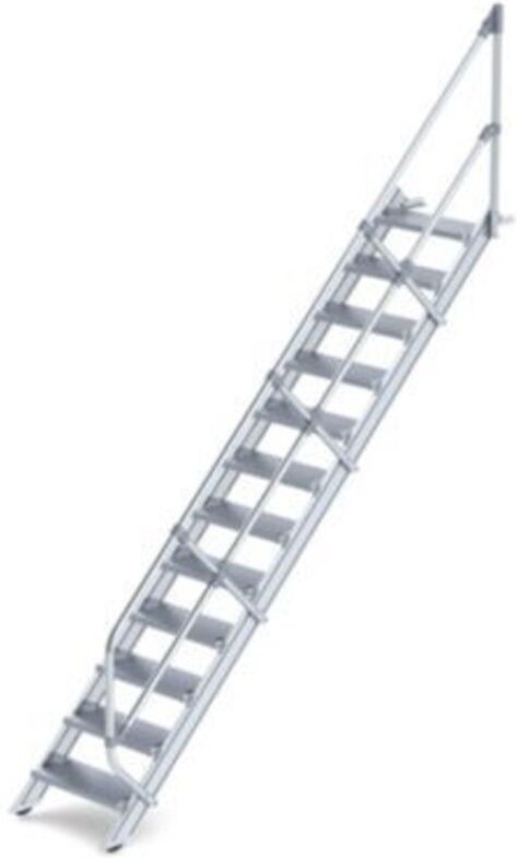 Günzburger Steigtechnik - Treppe 45° Stufenbreite 600 mm 12 Stufen Aluminium geriffelt - 600252