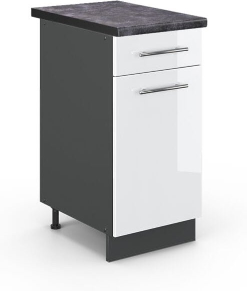 Thumbnail - Vicco - Küchenunterschrank Fame-Line, Weiß Hochglanz, 40 cm , ap Anthrazit