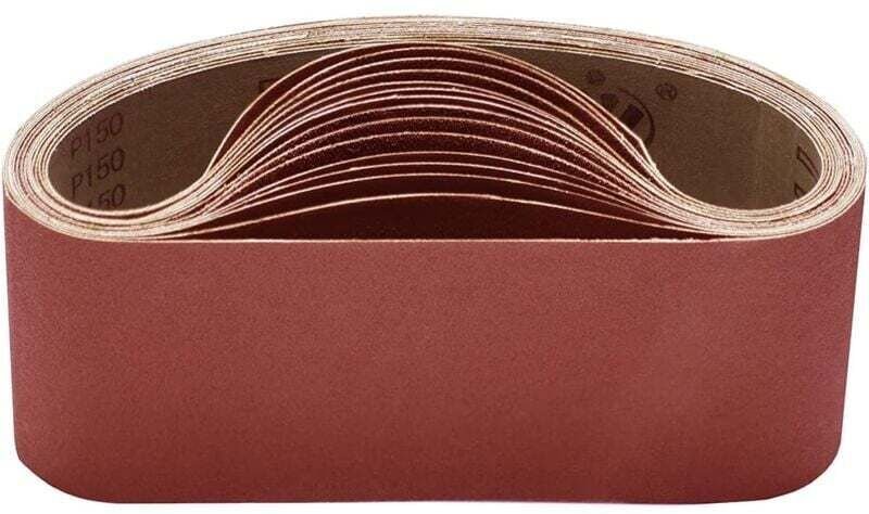Promozione, nastro abrasivo, 15 nastri abrasivi 100 x 610 mm, assortimento di 3 pezzi per grana 80/120/150/240/400 per l...