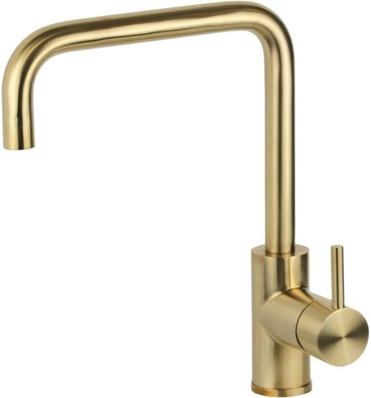 Küchenspülenmischer gebürstetem, goldfarbenem Edelstahl mit PVD-Beschichtung verstellbarem Auslauf Pollini NF0001C Gebür...