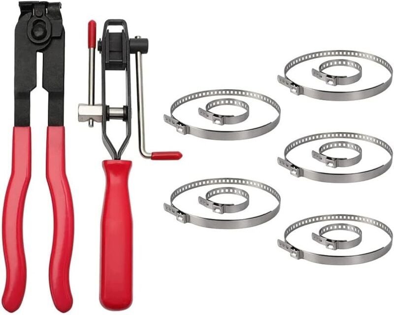 Thumbnail - 2-teilige Schlauchklemmenzange, 10-Kardan-Schlauchklemmen aus Stahl, Klemmband-Installationswerkzeug, Schlauchklemmenzan...