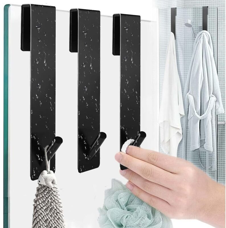 Ahlsen - Stück Duschhaken aus Edelstahl, Glastürhaken mit Schutzschaum, bohrfreier Duschhaken, Badezimmer-Duschhaken, Du...