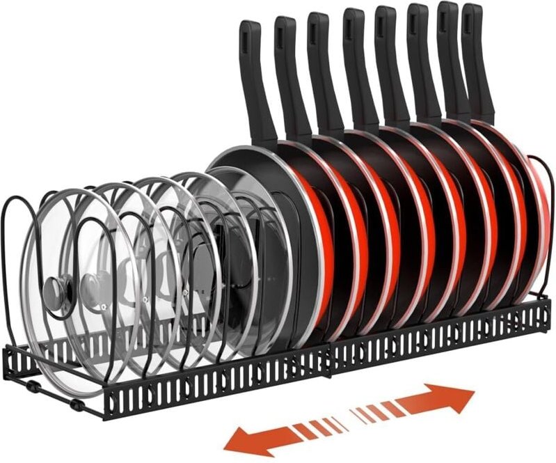 Thumbnail - Topf- und Pfannen-Organizer für Küchenschublade, Deckel-Organizer mit 14 verstellbaren Fächern, Topfhalter, Topfdeckel-O...