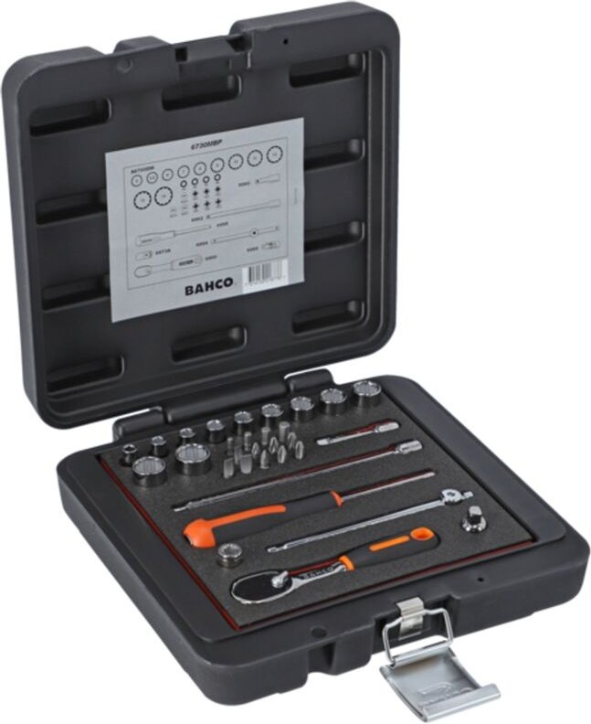 1/4 Steckschlüssel-Satz, metrisch, Zwölfkant, inklusive birnenförmiger Umschaltknarre/Schraubendreher-Bits - 31-tlg. - B...