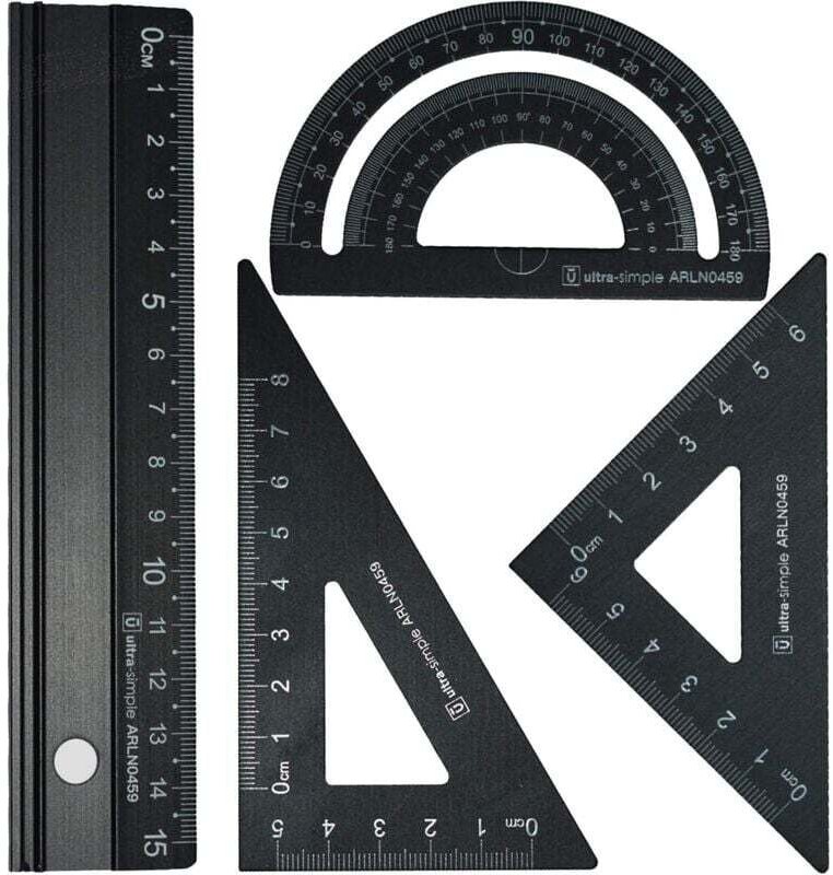Lineal-Set für Architekten aus Metall – 4-teiliges Geometrie-Set für technisches Zeichnen, mathematisches Geometrie-Werk...