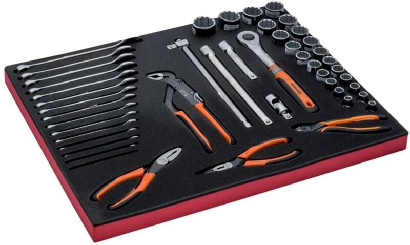 Bahco - Fit&Go 3/3 Schaumstoffeinlage Satz Schraubenschlüssel, Zangen und Steckschlüssel-Einsätze - 47-tlg.