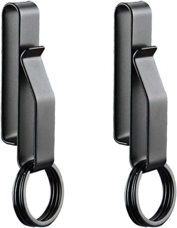 2 Stück Schlüsselringclip, Taktischer Schlüsselanhänger mit 4 Stück Ringen, Edelstahl für Herrengürtel Sicherheitskarabi...