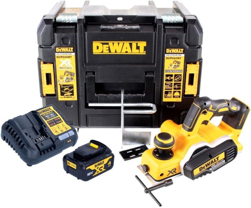 DeWalt DCP 580 M1 Akku Hobel 18V 82mm + 1x Akku 4,0Ah + Ladegerät + TSTAK