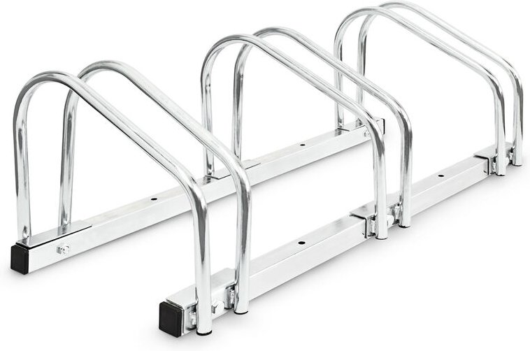 Relaxdays - Fahrradständer, Für 3 Fahrräder, Boden- und Wandmontage, hbt: ca. 26 x 73 x 32 cm, silber