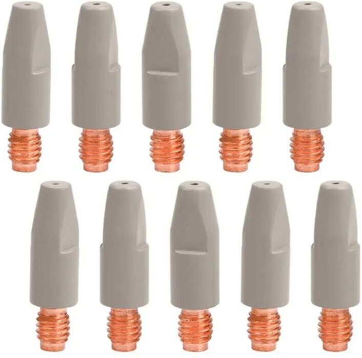 10 stücke 24KD Schweißkontaktspitzen Beschichtung Schützen M6 Gasdüsenspitze 1,0mm mig Torche
