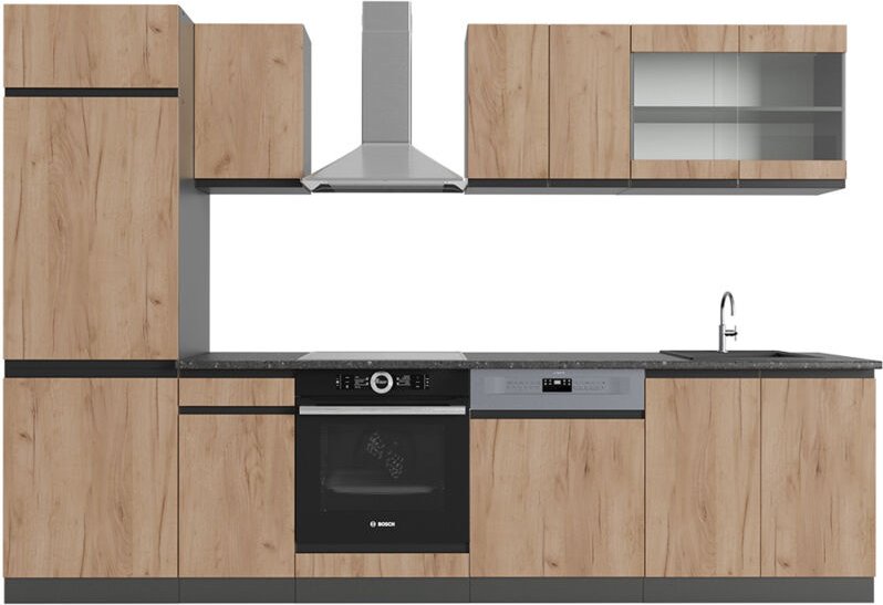 Thumbnail - Vicco - Küchenzeile R-Line, Goldkraft Eiche/Anthrazit, 300 cm , ap Anthrazit