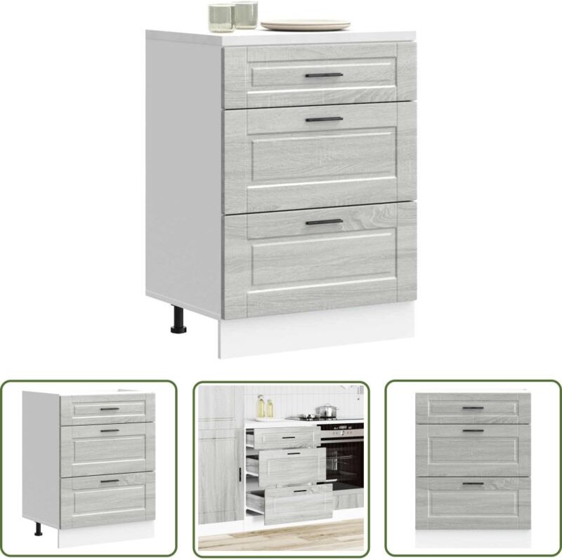 The Living Store - vidaXL Küchenunterschrank Porto Grau Sonoma Holzwerkstoff