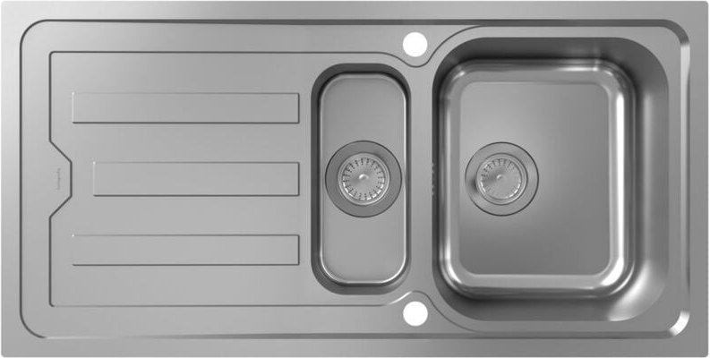 S44 Einbauspüle 342/145, Edelstahl, mit Abtropffläche, - Hansgrohe