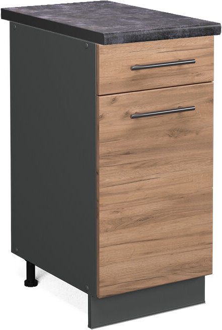 Vicco - Küchenunterschrank Fame-Line, Goldkraft Eiche, 40 cm , ap Anthrazit