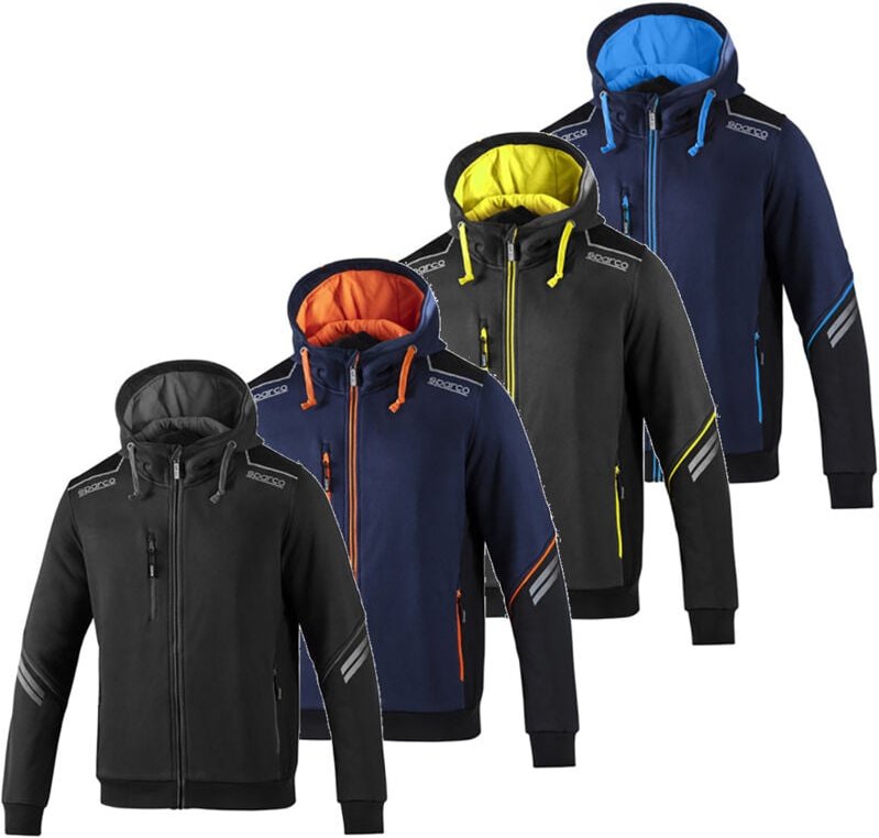 Sparco 02414GSGF Arbeits-Sweatshirt mit Kapuze, Tech, durchgehender Reißverschluss, Colorado, Grau/Gelb, M