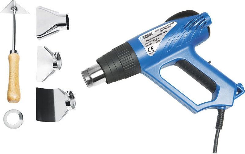Fervi - 230V HEIßLUFTPISTOLE HEIßLUFTGEBLÄSE HEIßLUFTFÖN lcd display + zubeör 0444