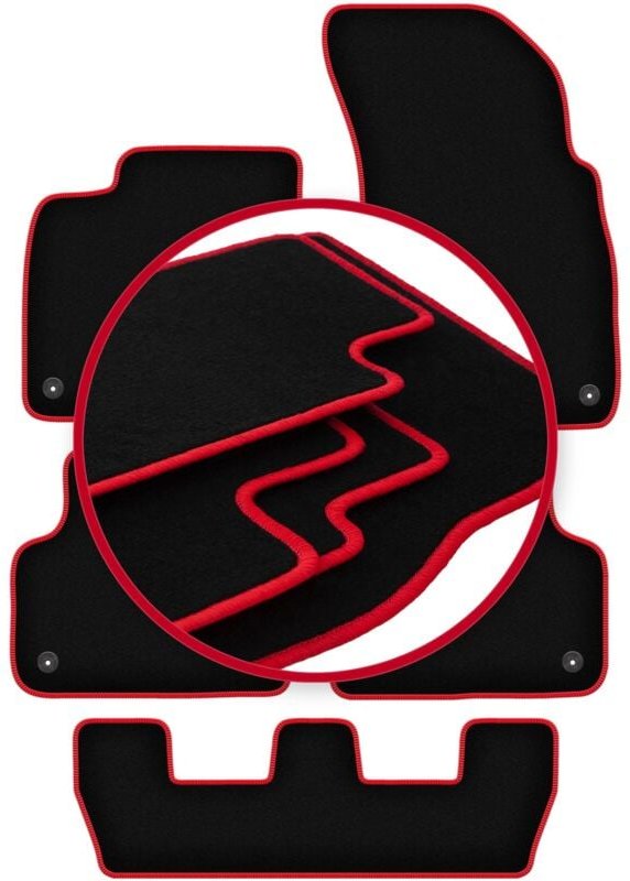 CARLUX-RED Autofußmatten für: Audi Q7 II 7-Sitzer (2017-)