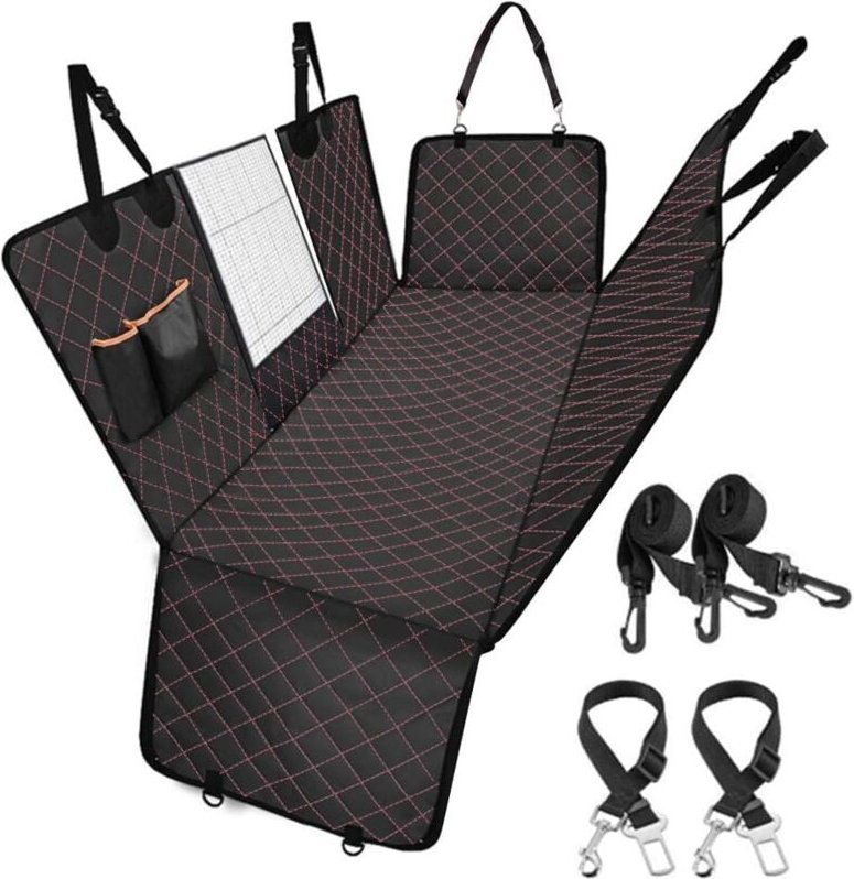 Hunde-Autositzbezüge, Schutz mit Sichtfenster und 2 Sicherheitsgurten, wasserdicht und rutschfest, reißfest, für univers...