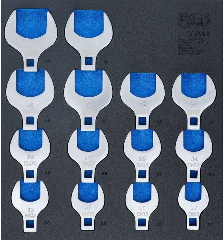 Werkstattwageneinlage 2/3: Hahnenfußschlüssel-Satz Antrieb Innenvierkant 12,5 mm (1/2") 14-tlg.