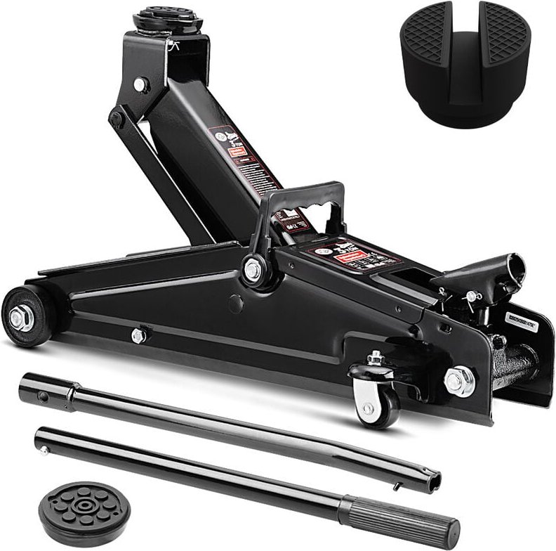 Hydraulischer Wagenheber Rangierwagenheber 3 Tonnen roll- und lenkbar inkl. 2 Gummiauflagen Stahlverstärkung - Deuba