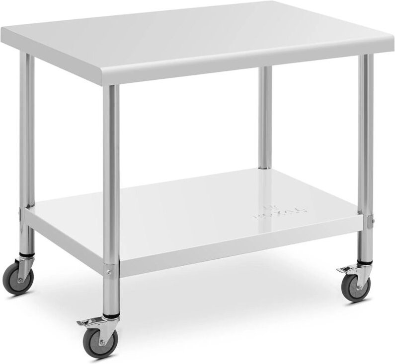 Thumbnail - Catering-Tisch aus Metall auf Rädern mit Ablage STEEL 70 x 100 cm