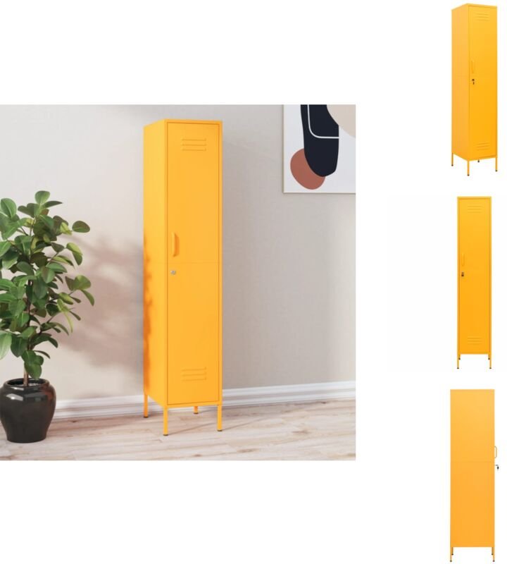 Schließfachschrank Senfgelb 35x46x180 cm Stahl - Schliessfachschrank - Metallschrank - Garderobeschrank - Aufbewahrungsr...