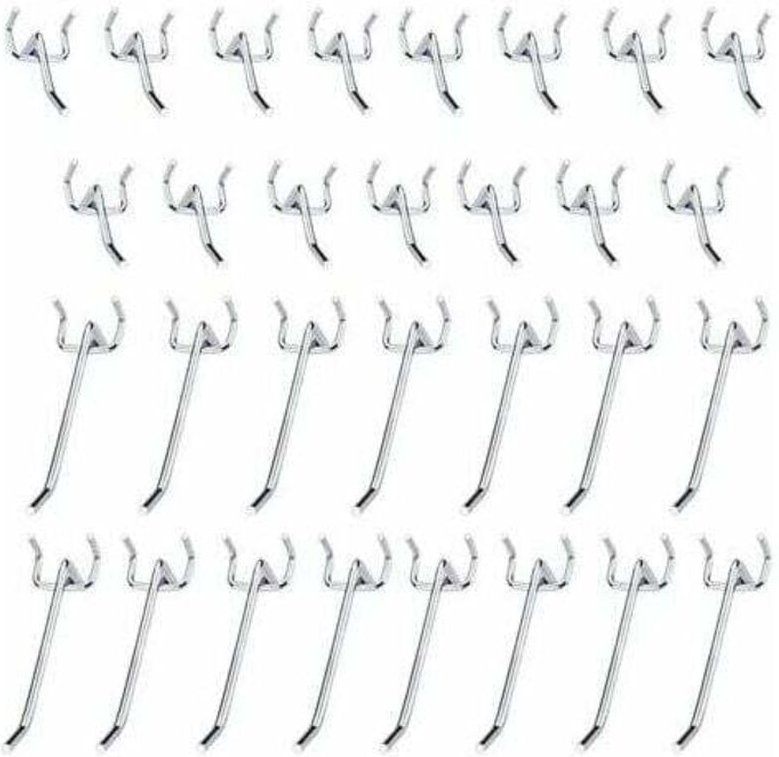 30 Stück Stecktafel-Haken, Metall-Stecktafel-Haken, Zubehör – 10 cm und 5 cm Einzelhaken-Set für Garagen, Geräteschuppen...
