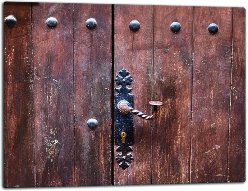 Glasschild Schneidebrett 52x40 Holz